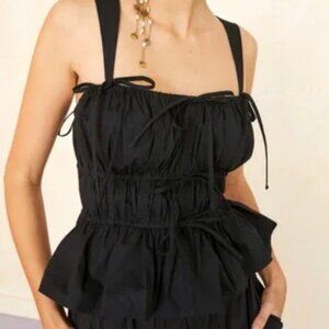 Ulla Johnson Lulu Bow Cotton Peplum Top